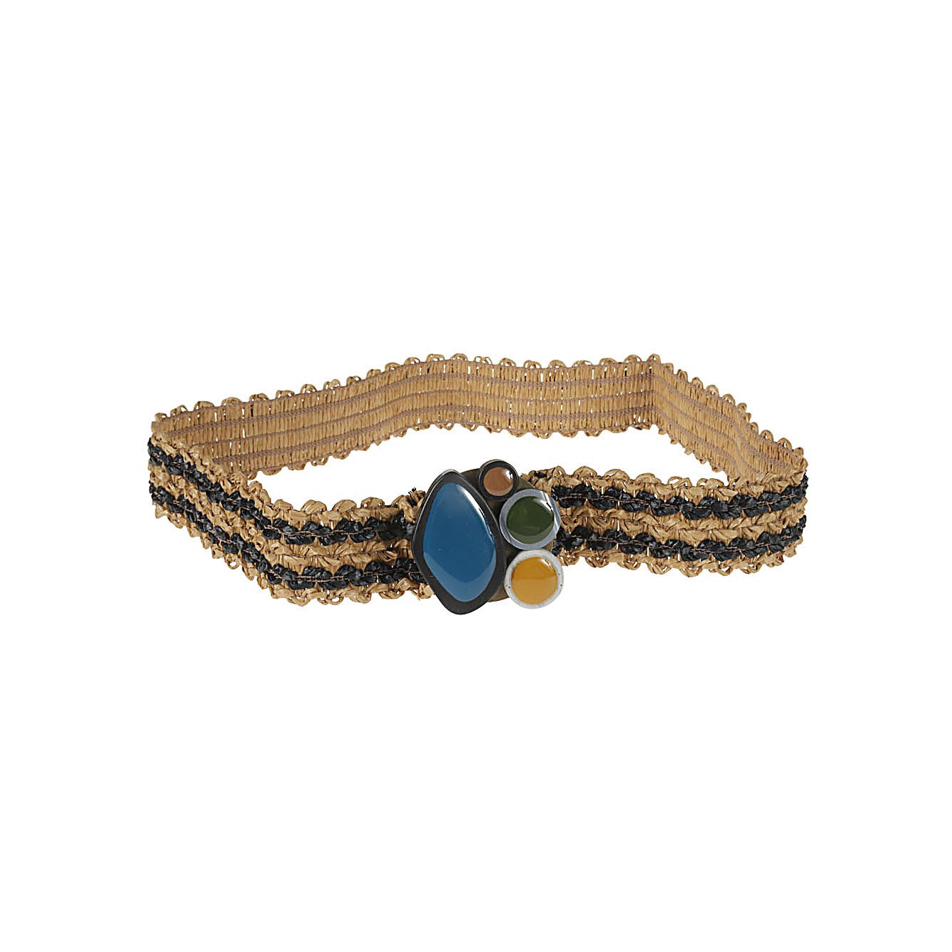 Exquisite J Striped raffia belt