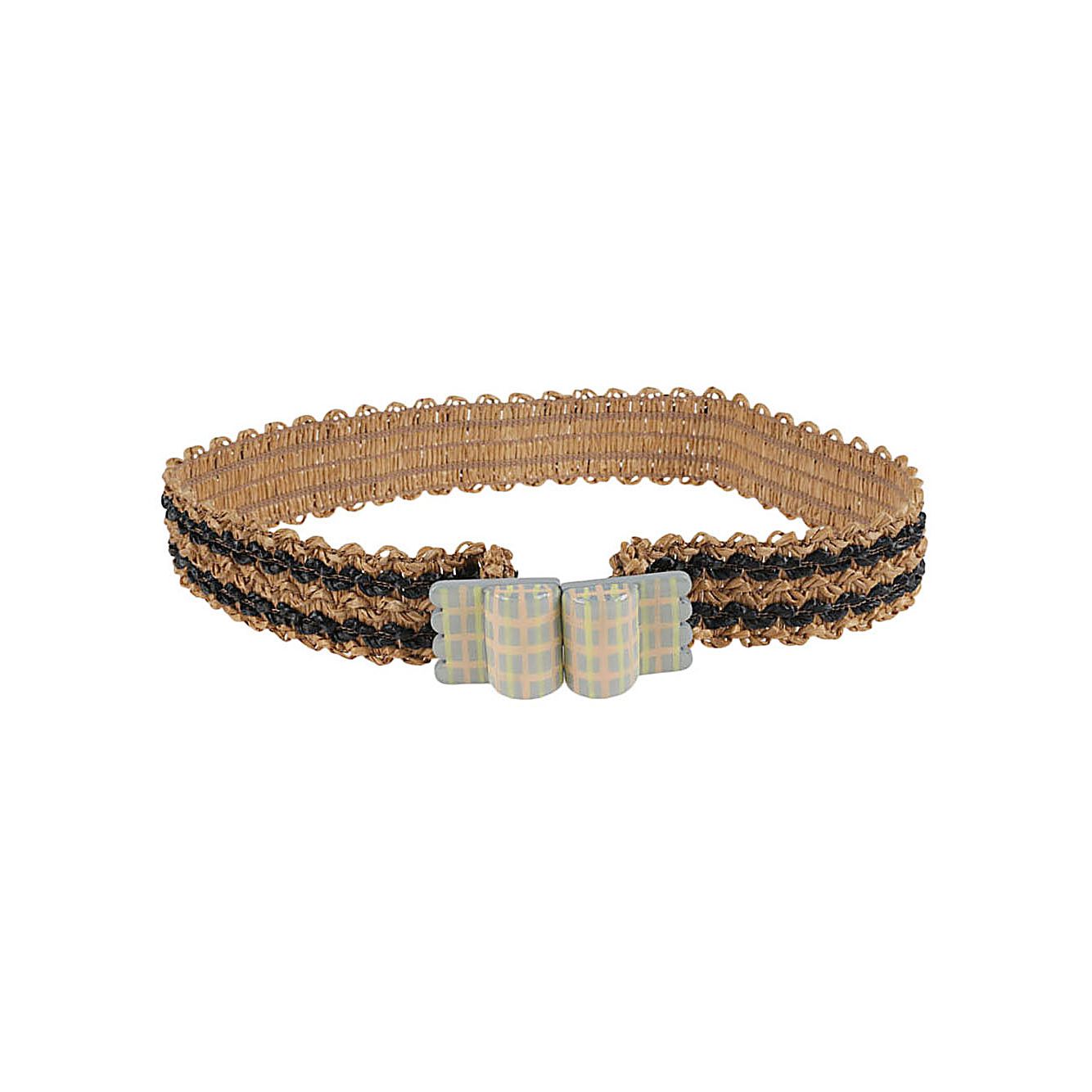 Exquisite J Striped raffia belt
