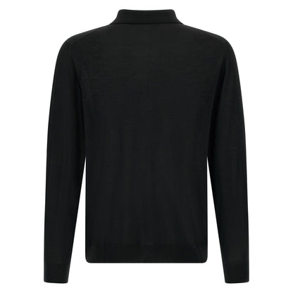 Kiton Black Wool Polo Shirt