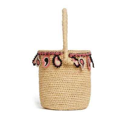 Alanui paisley-appliqué raffia basket bag