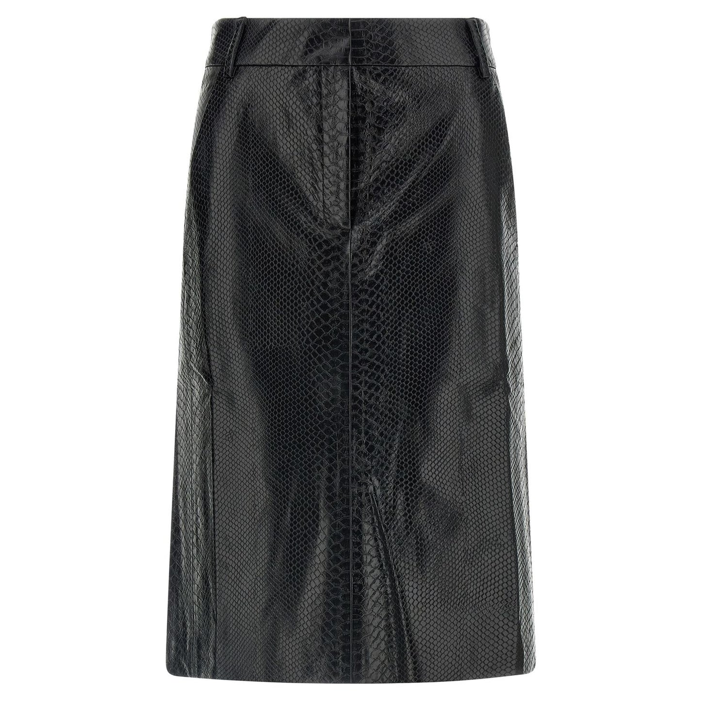 The Andamane Black Polyethylene Midi Skirt