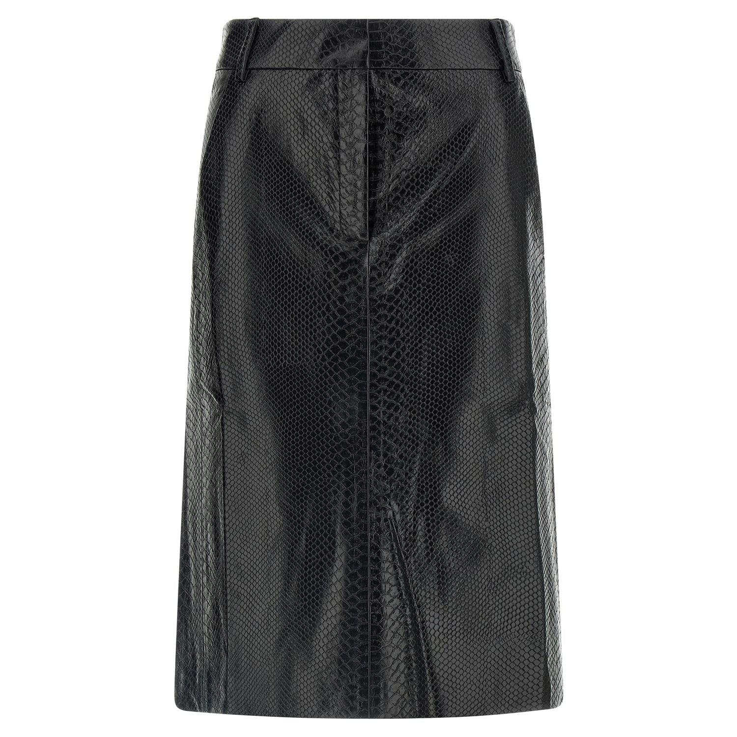 The Andamane Black Polyethylene Midi Skirt