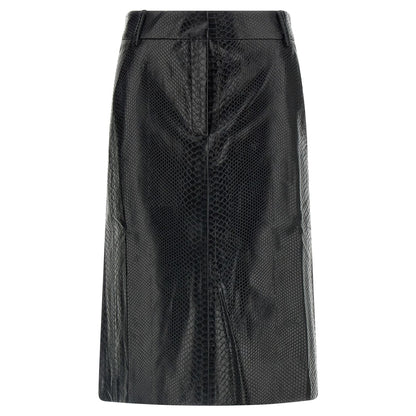 The Andamane Black Polyethylene Midi Skirt