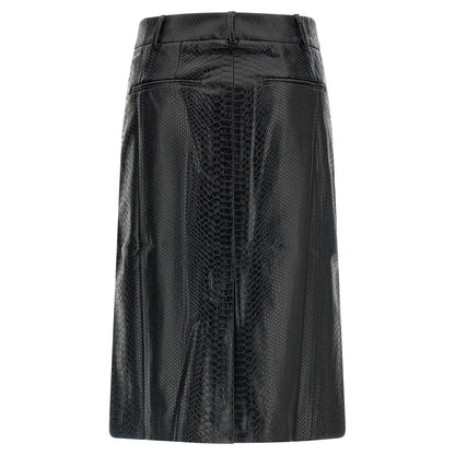 The Andamane Black Polyethylene Midi Skirt