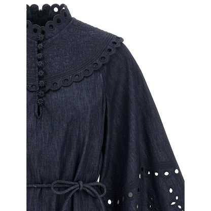Zimmermann Blue Cotton Short Dress