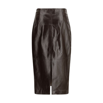 Arma Brown Leather Long Skirt