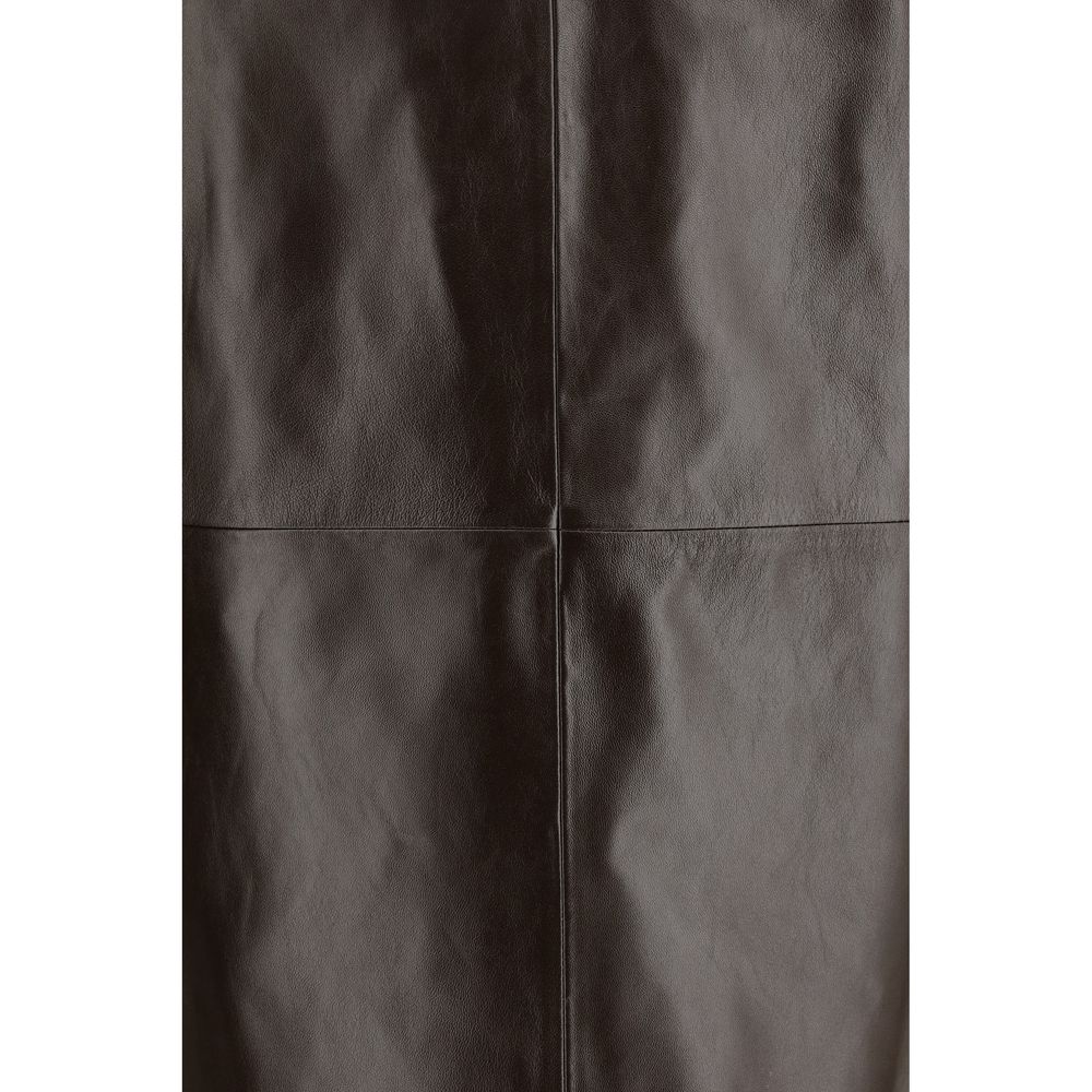 Arma Brown Leather Long Skirt