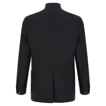 Lardini Black Cashmere Full-Length Jacket
