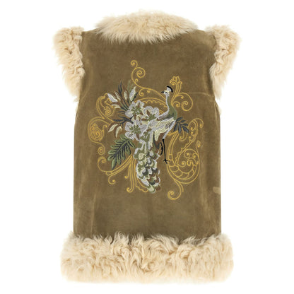 Etro Beige Lamb Fur Sleeveless Jacket