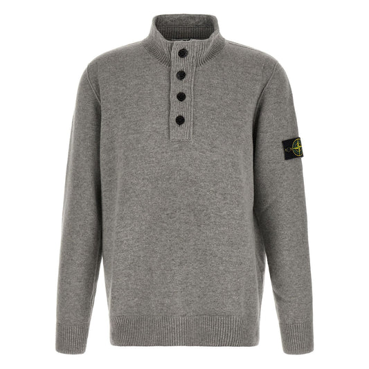 Stone Island Gray Virgin Wool Cardigan