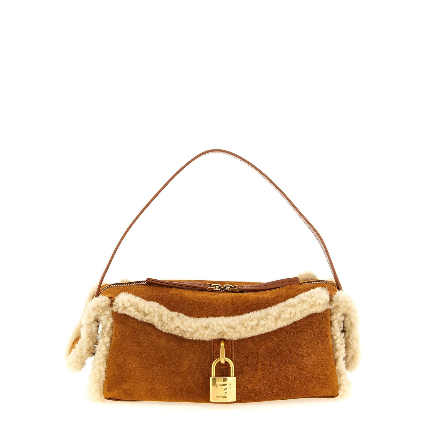 Balmain Brown Calfskin Shoulder Bag