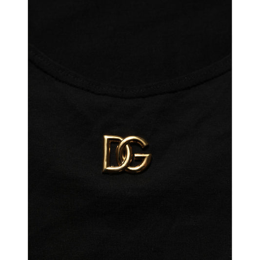 Dolce & Gabbana Black Gold DG Logo Cotton Sleeveless Tank Top