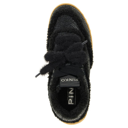 PINKO Black Cowhide Chunky Sneakers
