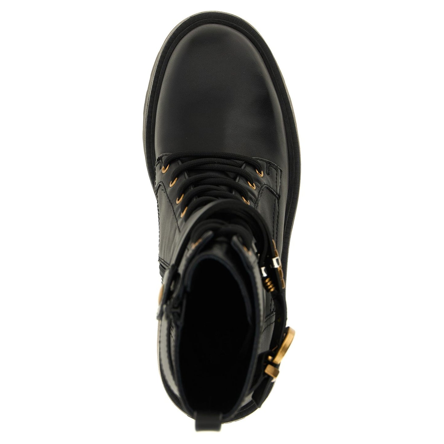PINKO Black Cowhide Lace-Up Boots