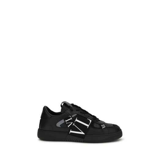 Valentino Garavani Black Calf Leather Bos Taurus Athletic Sneakers