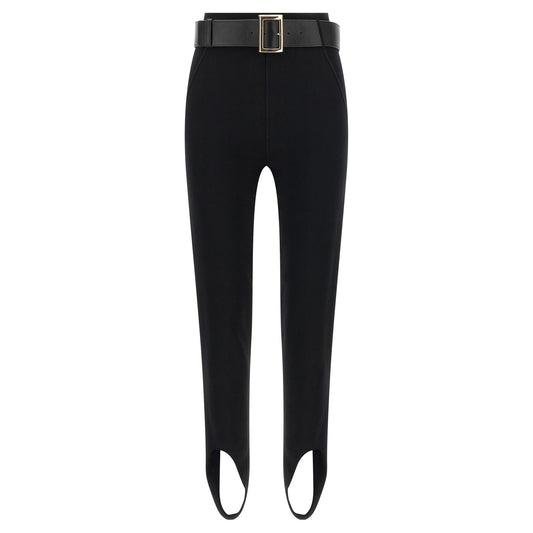 Self-Portrait Black Viscose Leggings