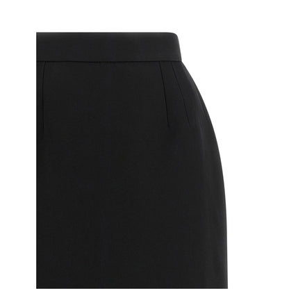 Versace Black Virgin Wool Long Skirt
