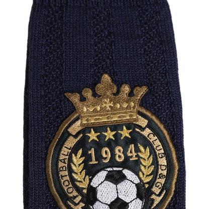 Dolce & Gabbana Navy Blue Wool Crest Logo Knee High Accessory Socks