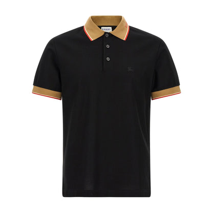 Burberry Black Cotton Polo Shirt