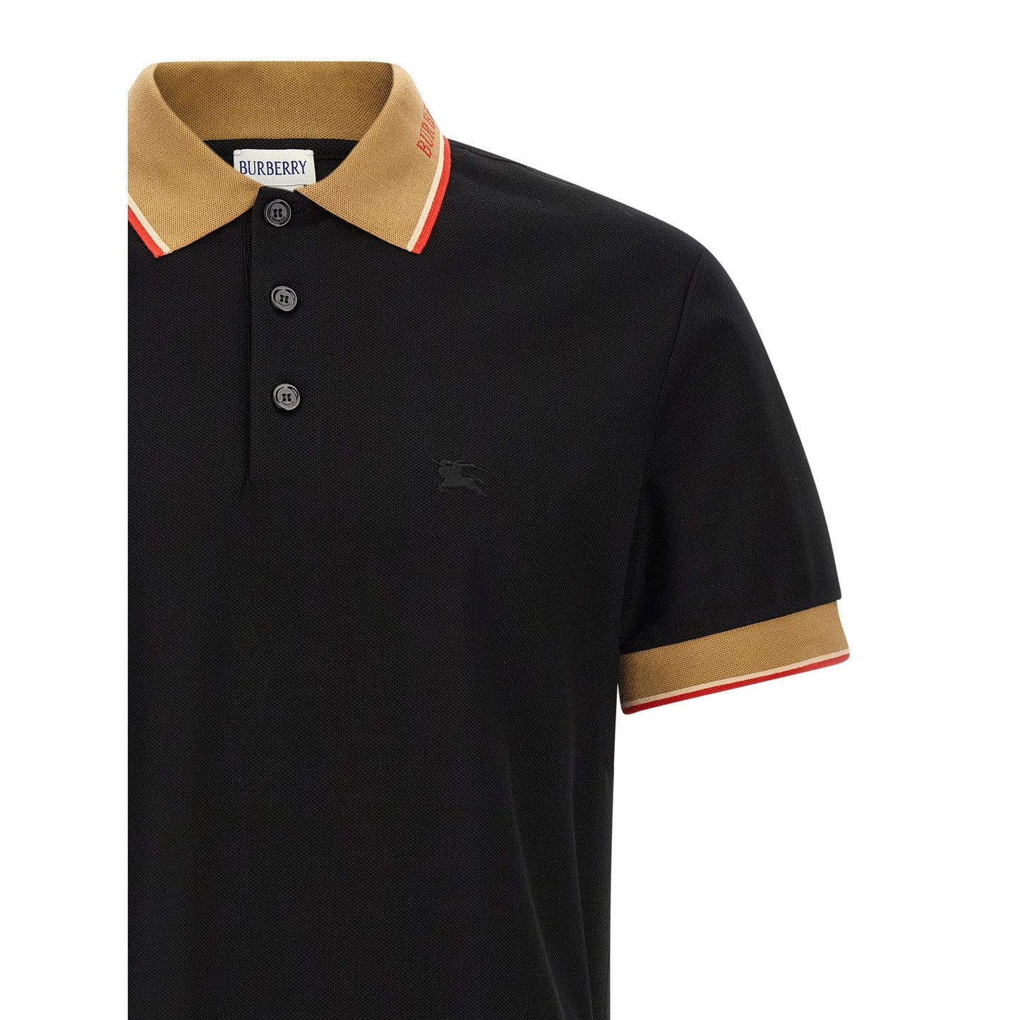 Burberry Black Cotton Polo Shirt