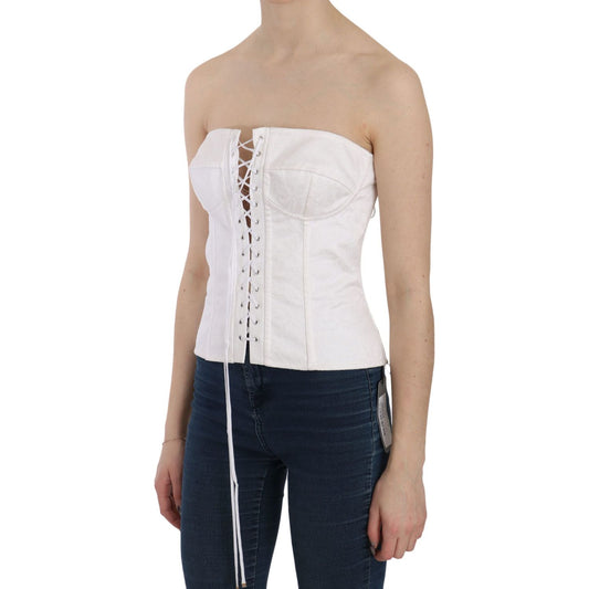 Dolce & Gabbana White PALERMO Cotton Bustier Top Corset TSH3398-46