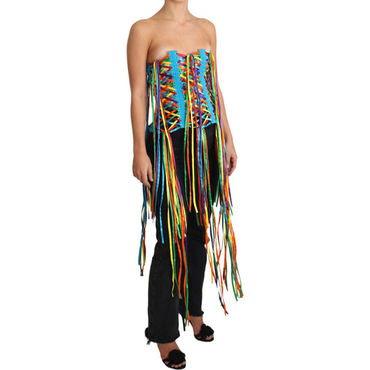 Dolce & Gabbana Multicolor Strings Bustier Polyester Corset Top TSH3405-36