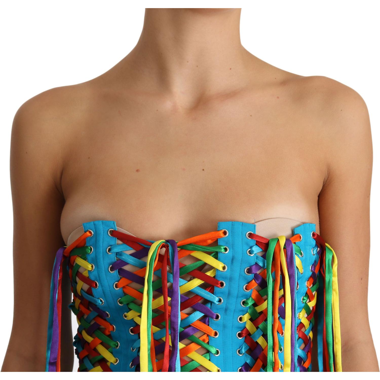 Dolce & Gabbana Multicolor Strings Bustier Polyester Corset  Top