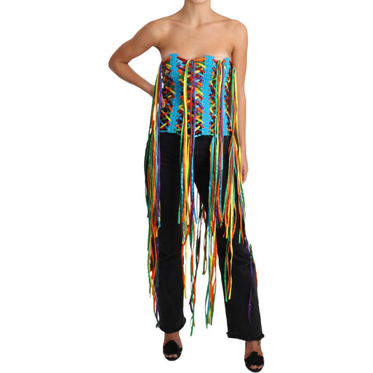 Dolce & Gabbana Multicolor Strings Bustier Polyester Corset Top TSH3405-36