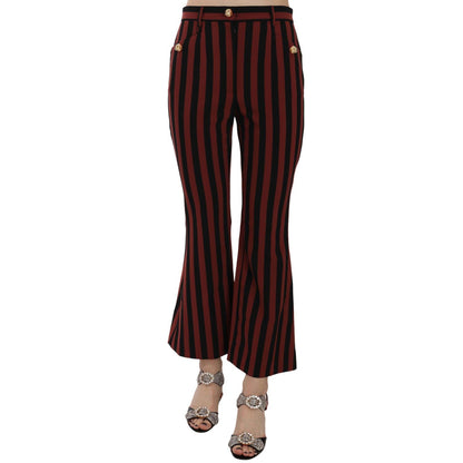 Dolce & Gabbana Black Amaranth Stripe Cropped Flared Pants