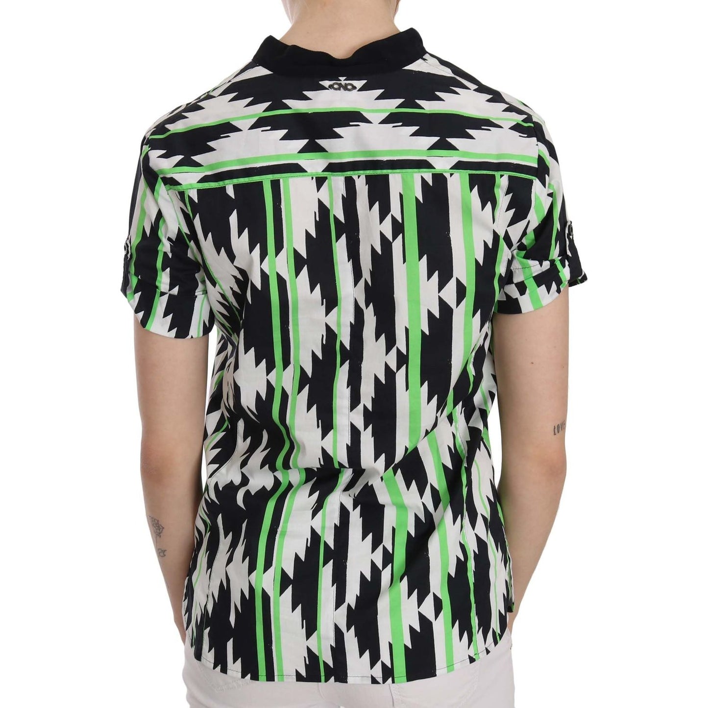 Costume National Multi Color Plunging Top Blouse