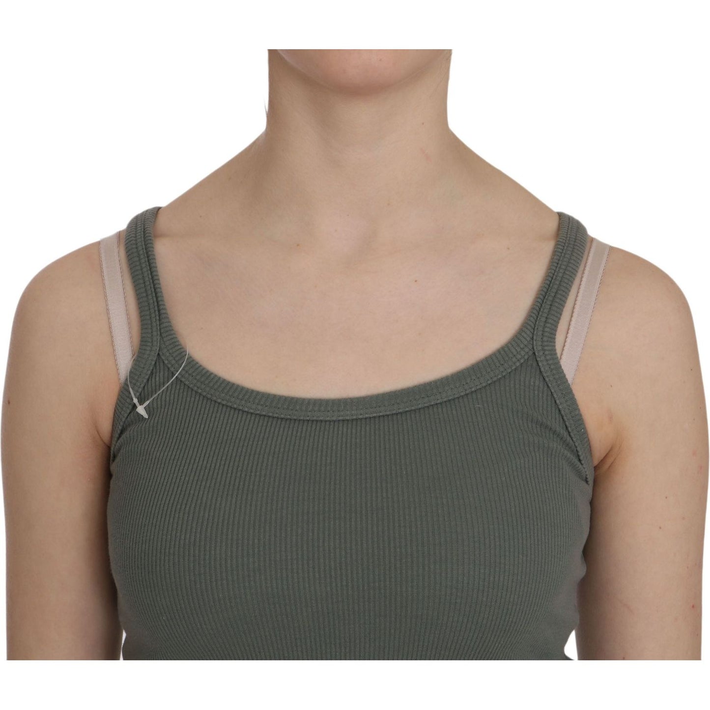 PINK MEMORIES Green Spaghetti Strap Slim Fit Casual Tank Top Blouse