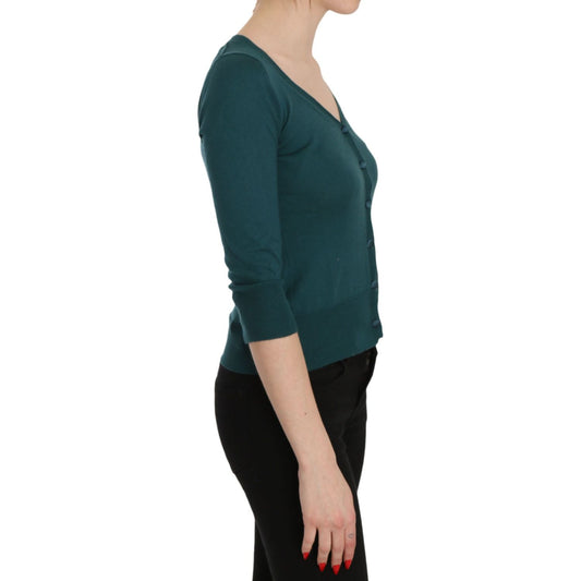 PINK MEMORIES Blue Green Cotton 3/4 Sleeve Cardigan Top Blouse TSH3459-38