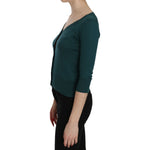 PINK MEMORIES Blue Green Cotton 3/4 Sleeve Cardigan Top Blouse TSH3459-38