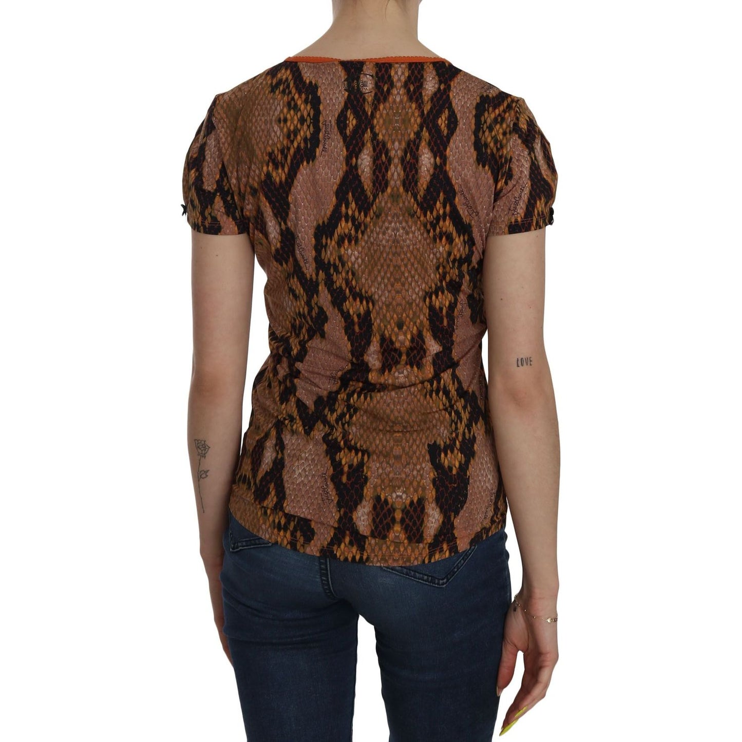 Just Cavalli Snake Skin Print Short Sleeve Top T-shirt