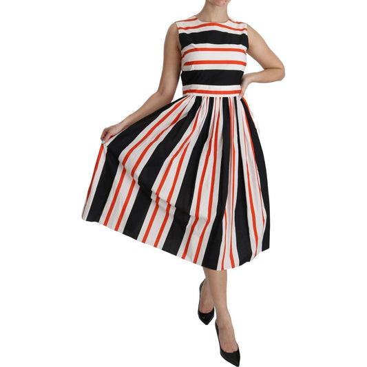 Dolce & Gabbana Multicolor Stripes A-Line Pleated Midi Dress DR2080-44