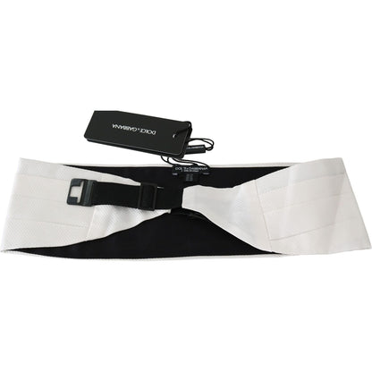 Dolce & Gabbana White Men Waist Belt 100% Silk Cummerbund