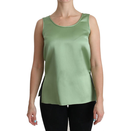 Dolce & Gabbana Green Sleeveless 100% Silk Top Tank Blouse TSH3874-36