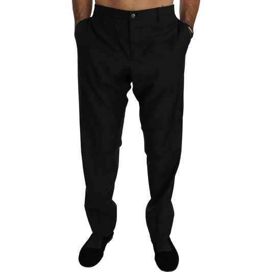 Dolce & Gabbana Elegant Black Virgin Wool Dress Pants Jeans & Pants Dolce & Gabbana Black