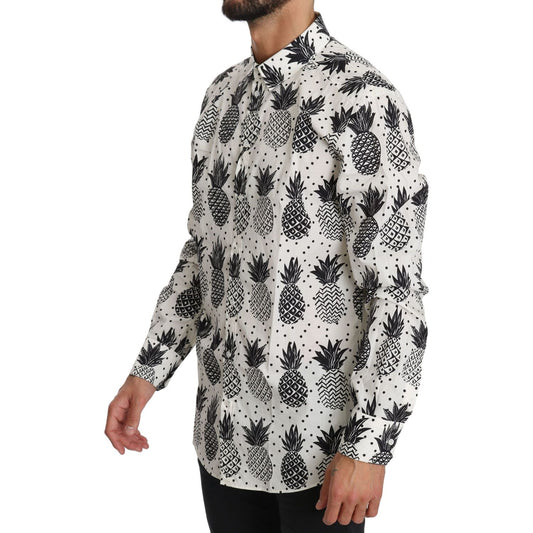 Dolce & Gabbana Elegant White Cotton Casual Shirt Dolce & Gabbana Gray
