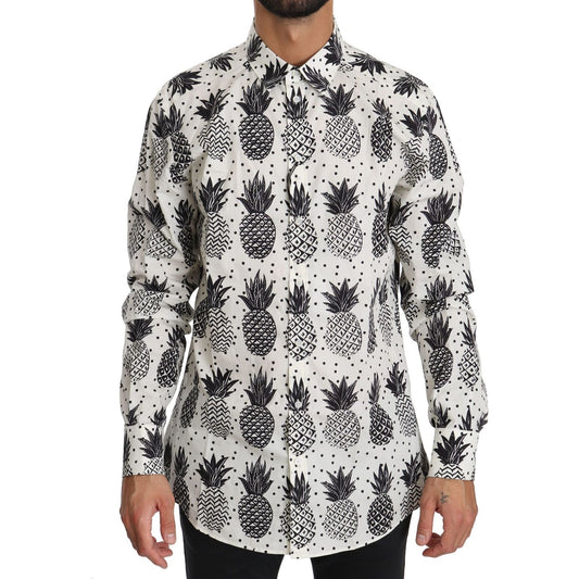 Dolce & Gabbana Elegant White Cotton Casual Shirt Dolce & Gabbana Light Gray