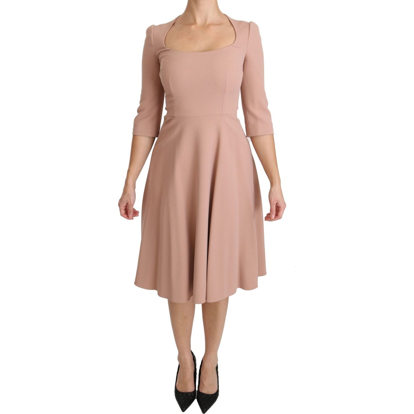 Dolce & Gabbana Pink 3/4 Sleeves A-line Viscose Dress DR2100-38
