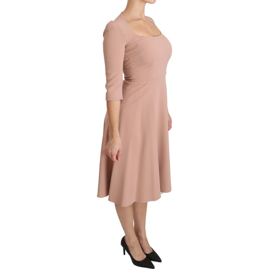 Dolce & Gabbana Pink 3/4 Sleeves A-line Viscose Dress DR2100-38