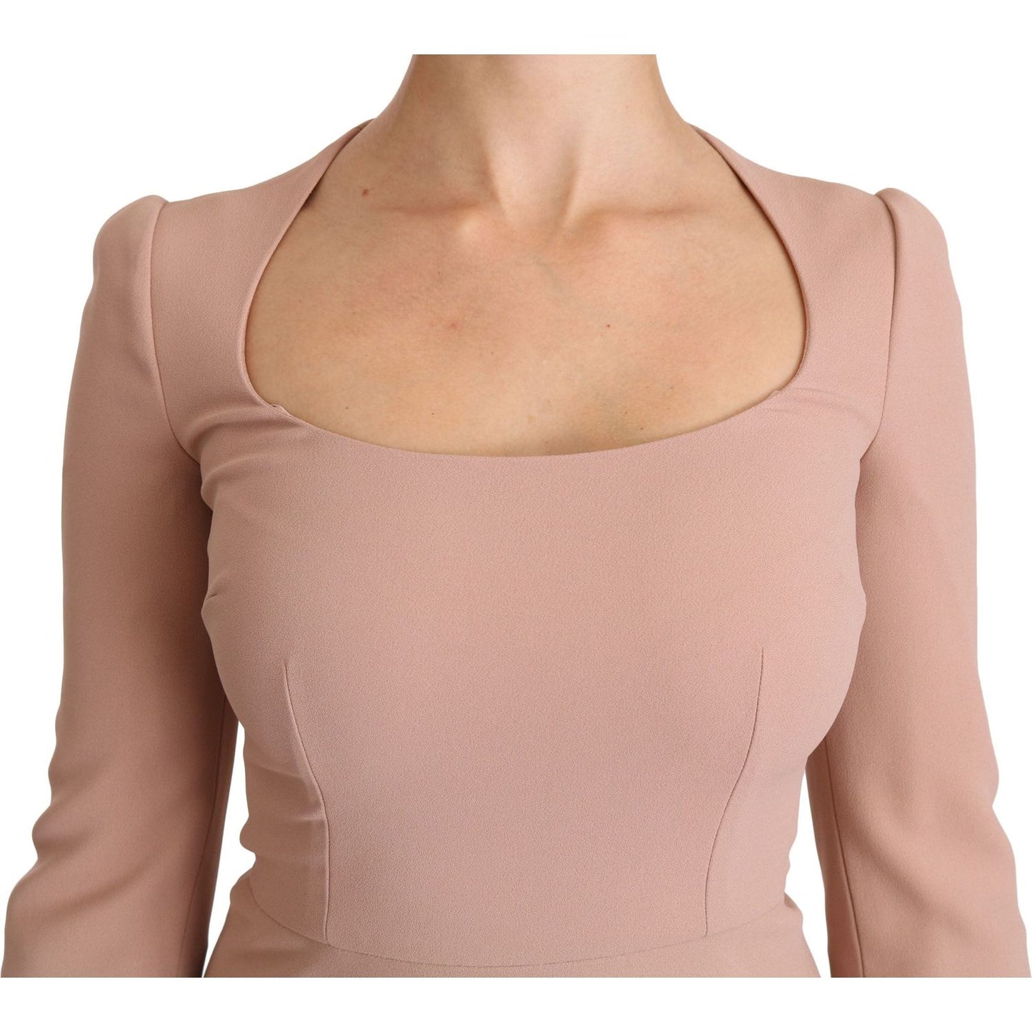 Dolce & Gabbana Pink 3/4 Sleeves A-line Viscose Dress DR2100-38