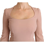 Dolce & Gabbana Pink 3/4 Sleeves A-line Viscose Dress DR2100-38