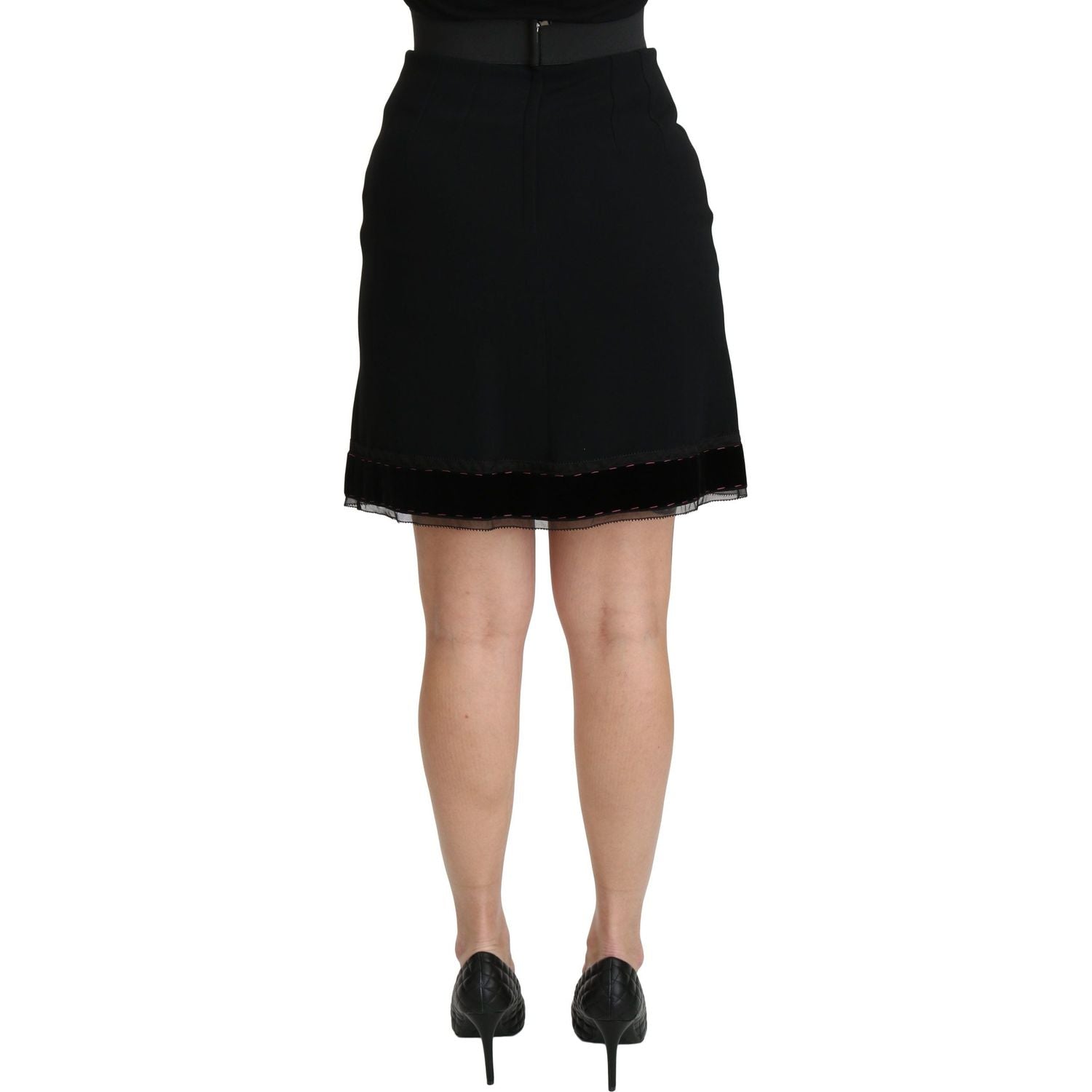 Dolce & Gabbana Black A-line High Waist Mini Viscose Skirt
