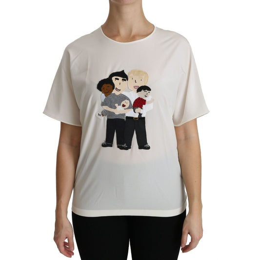 Dolce & Gabbana White #dgfamily Patch Short Sleeve Blouse Top TSH4297-36