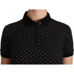 Dolce & Gabbana Black Dotted Collared Polo Shirt Cotton Top TSH4433-36