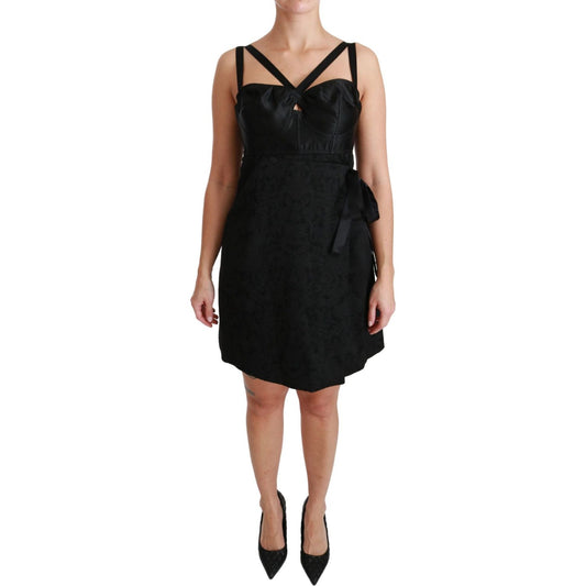 Dolce & Gabbana Elegant Black Jacquard Sheath Dress Dolce & Gabbana Rosy Brown