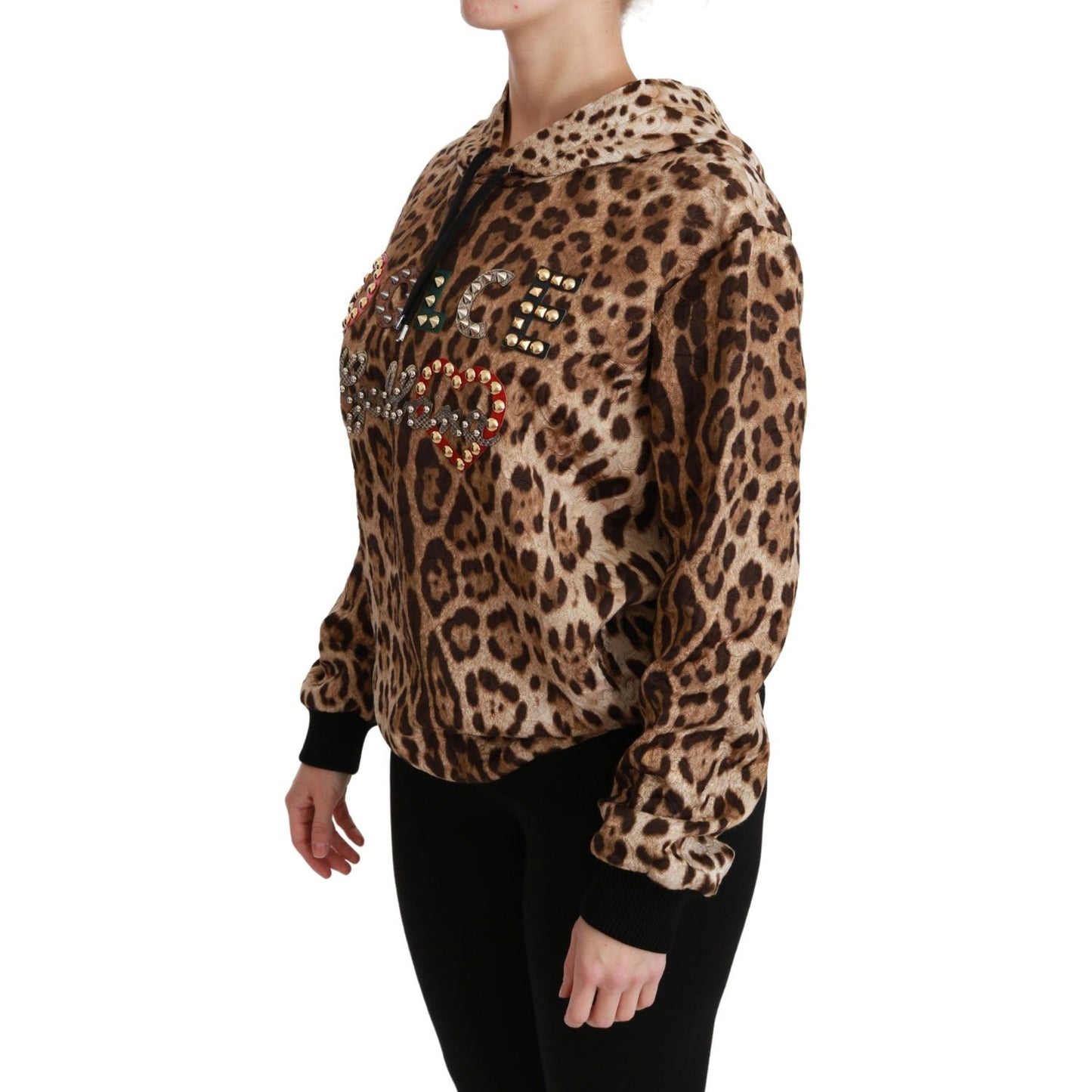 Dolce & Gabbana Brown Hooded Studded Ayers Leopard Sweater