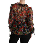 Dolce & Gabbana Black Floral Roses Blouse Silk Top TSH4486-36